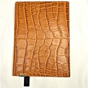 Brahmin Journal Notebook Diary Melbourne Pecan Tan Croc Print Leather Luxury